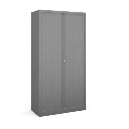 Steel high tambour cupboard 1970mm high - goose grey