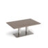 Eros rectangular coffee table with flat brushed steel rectangular base and twin uprights 800mm