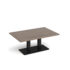 Eros rectangular coffee table with flat black rectangular base and twin uprights 800mm