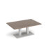 Eros rectangular coffee table with white rectangular base and twin uprights 800mm