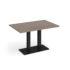 Eros rectangular dining table with flat black rectangular base and twin uprights