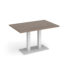 Eros rectangular dining table with flat white rectangular base and twin uprights