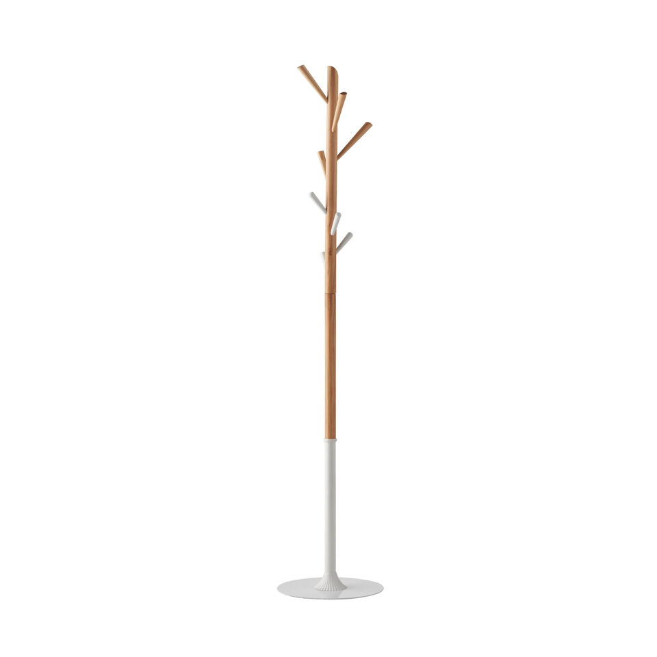 Elara coat stand with 8 coat hooks - White & Oak - Image 2