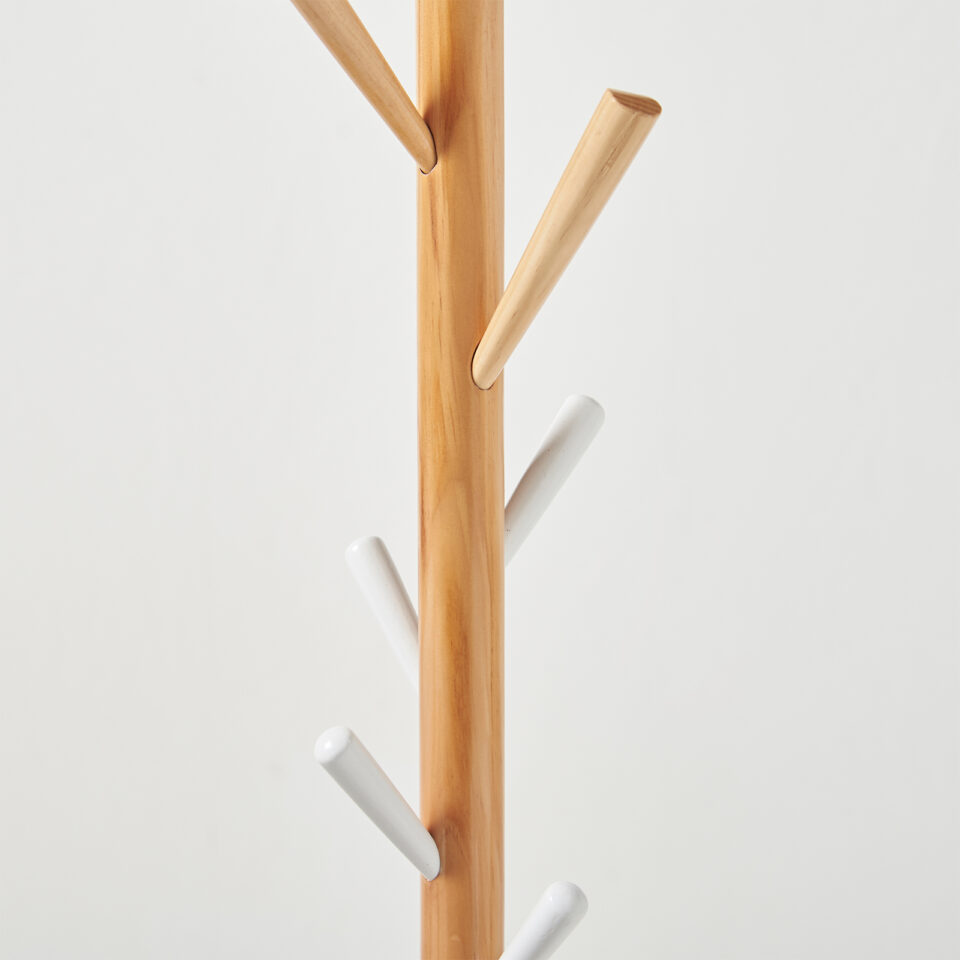 Elara coat stand with 8 coat hooks - White & Oak - Image 3