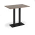 Eros rectangular poseur table with flat black rectangular base and twin uprights