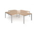 Adapt back to back 4 desk cluster with 800mm return desks - silver frame