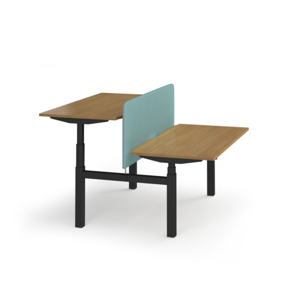 Vibe Elev8 fabric screen for back-to-back desks 600mm high with brackets - Band A fabric - Image 2