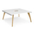 Fuze square boardroom table, power ready with central cutout - white underframe, white top