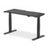Air Height Adjustable Black Series Slimline Desk with Cable Ports, Black Leg - 600mm deep