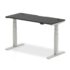 Air Height Adjustable Black Series Slimline Desk with Cable Ports, Silver Leg - 600mm deep