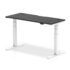 Air Height Adjustable Black Series Slimline Desk with Cable Ports, White Leg - 600mm deep