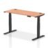 Air Height Adjustable Slimline Desk with Cable Ports, Black Leg - 600mm deep