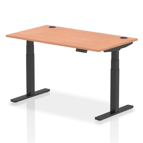 Air Height Adjustable Desk with Cable Ports, Black Leg - 800mm deep
