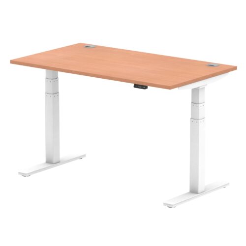 Air Height Adjustable Desk with Cable Ports, White Leg - 800mm deep