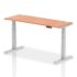 Air Height Adjustable Slimline Desk with Cable Ports, Silver Leg - 600mm deep