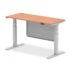 Air Height Adjustable Slimline Desk with Cable Ports, with Steel Modesty Panel, Silver Leg - 600mm deep