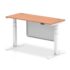 Air Height Adjustable Slimline Desk with Cable Ports, with Steel Modesty Panel, White Leg - 600mm deep