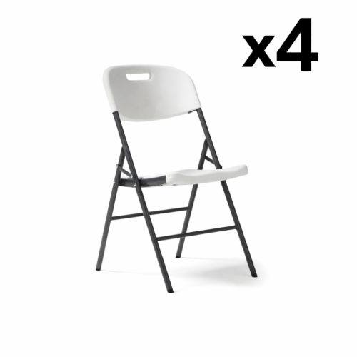 Hebe steel folding chair with blow moulded seat and back - 4 Units per box - White