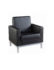 Helsinki square back reception single tub chair 800mm wide - black leather faced