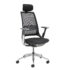 Holden mesh back operator chair with black fabric seat and headrest-Aluminium base and arms with black mesh back