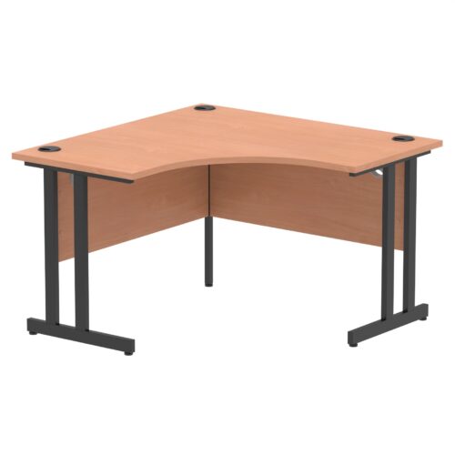 Impulse Corner Crescent Desk, Black Cantilever Leg