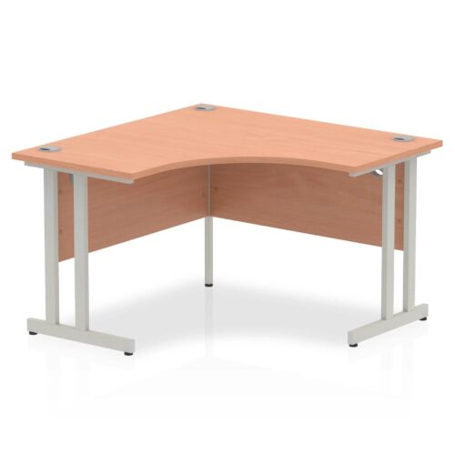 Impulse Corner Crescent Desk, Silver Cantilever Leg
