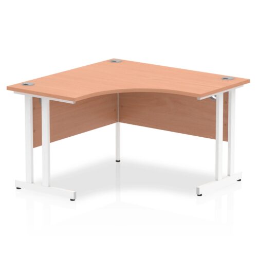 Impulse Corner Crescent Desk, White Cantilever Leg