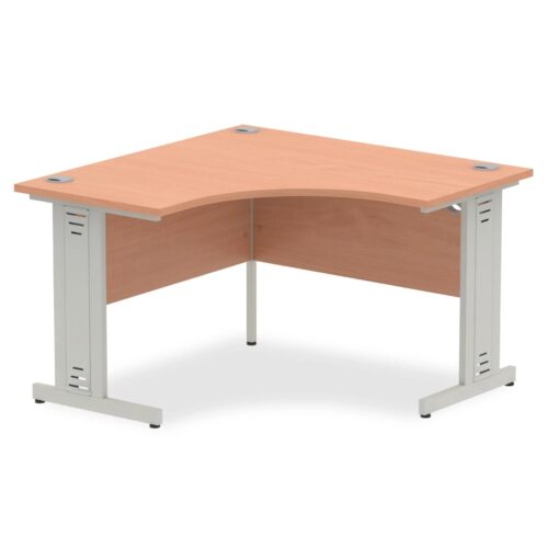 Impulse Corner Crescent Desk, Silver Cable Managed Leg
