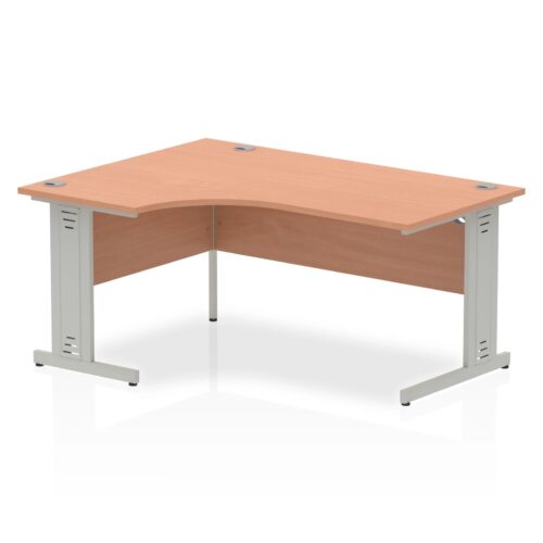 Impulse Left Crescent Desk, Silver Cable Managed Leg