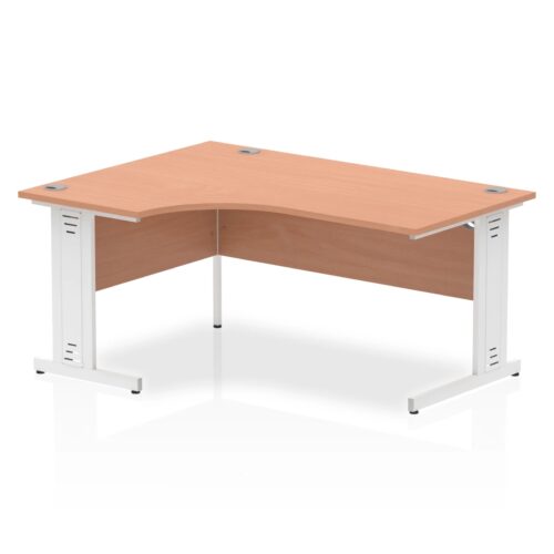 Impulse Left Crescent Desk, White Cable Managed Leg