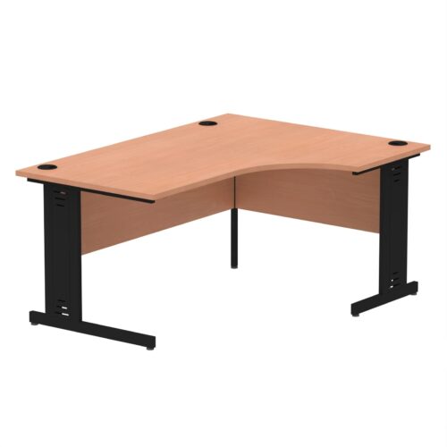 Impulse Right Crescent Desk, Black Cable Managed Leg