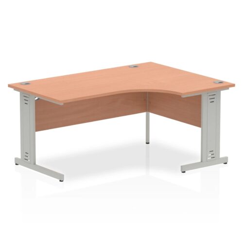 Impulse Right Crescent Desk, Silver Cable Managed Leg