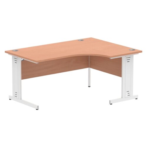 Impulse Right Crescent Desk, White Cable Managed Leg