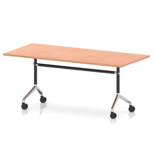 Impulse Rectangular Flip Top Table, Chrome legs,D800mm