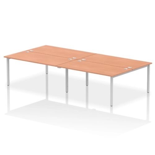 Impulse Back to Back Bench Desk - 1600mm deep, Silver Frame, 4 Person