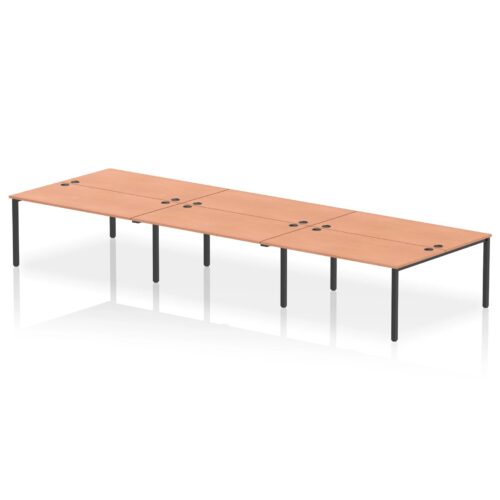 Impulse Back to Back Bench Desk - 1600mm deep, Black Frame, 6 Person