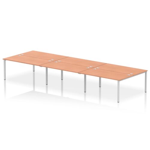 Impulse Back to Back Bench Desk - 1600mm deep, Silver Frame, 6 Person