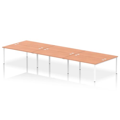 Impulse Back to Back Bench Desk - 1600mm deep, White Frame, 6 Person