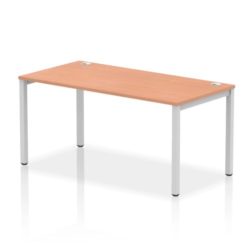 Impulse Single Starter Bench Desk - 800mm deep, Silver Frame