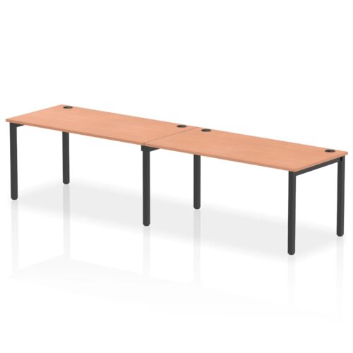 Impulse Single Row Bench Desk - 800mm deep, Black Frame, 2 Person