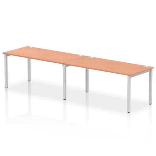 Impulse Single Row Bench Desk - 800mm deep, Silver Frame, 2 Person