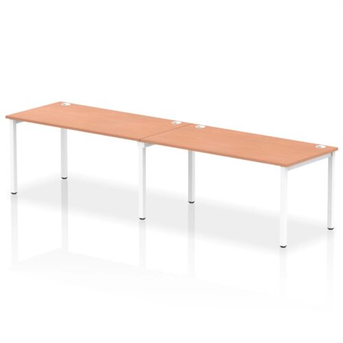 Impulse Single Row Bench Desk - 800mm deep, White Frame, 2 Person