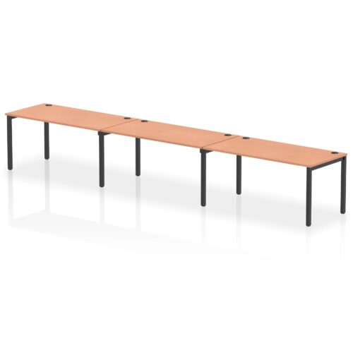Impulse Single Row Bench Desk - 800mm deep, Black Frame, 3 Person