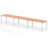 Impulse Single Row Bench Desk - 800mm deep, Silver Frame, 3 Person