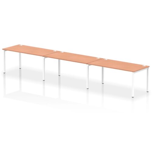 Impulse Single Row Bench Desk - 800mm deep, White Frame, 3 Person