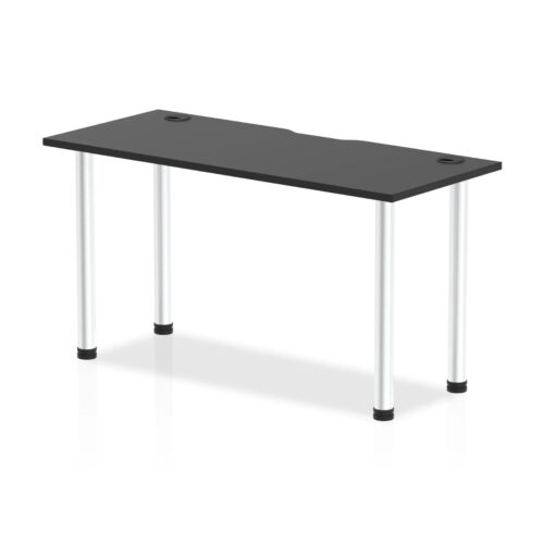 Impulse Black Series Slimline Straight Table, Aluminium Leg - 600mm deep