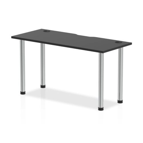 Impulse Black Series Slimline Straight Table, Chrome Leg - 600mm deep