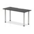 Impulse Black Series Slimline Straight Table, Silver Leg - 600mm deep