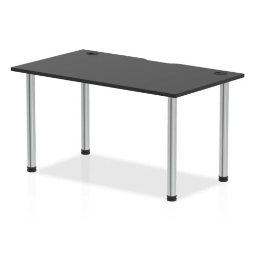 Impulse Black Series Straight Table, Chrome Leg - 800mm deep