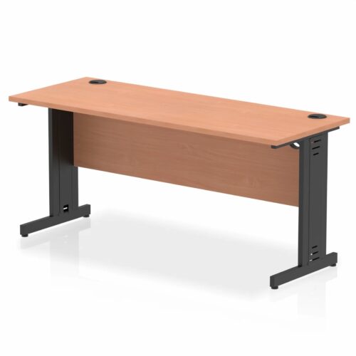 Impulse Slimline Straight Desk, Black Cable Managed Leg